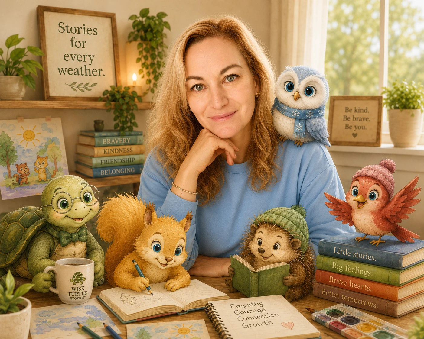 Anna Klimentova with Wise Turtle Universe characters