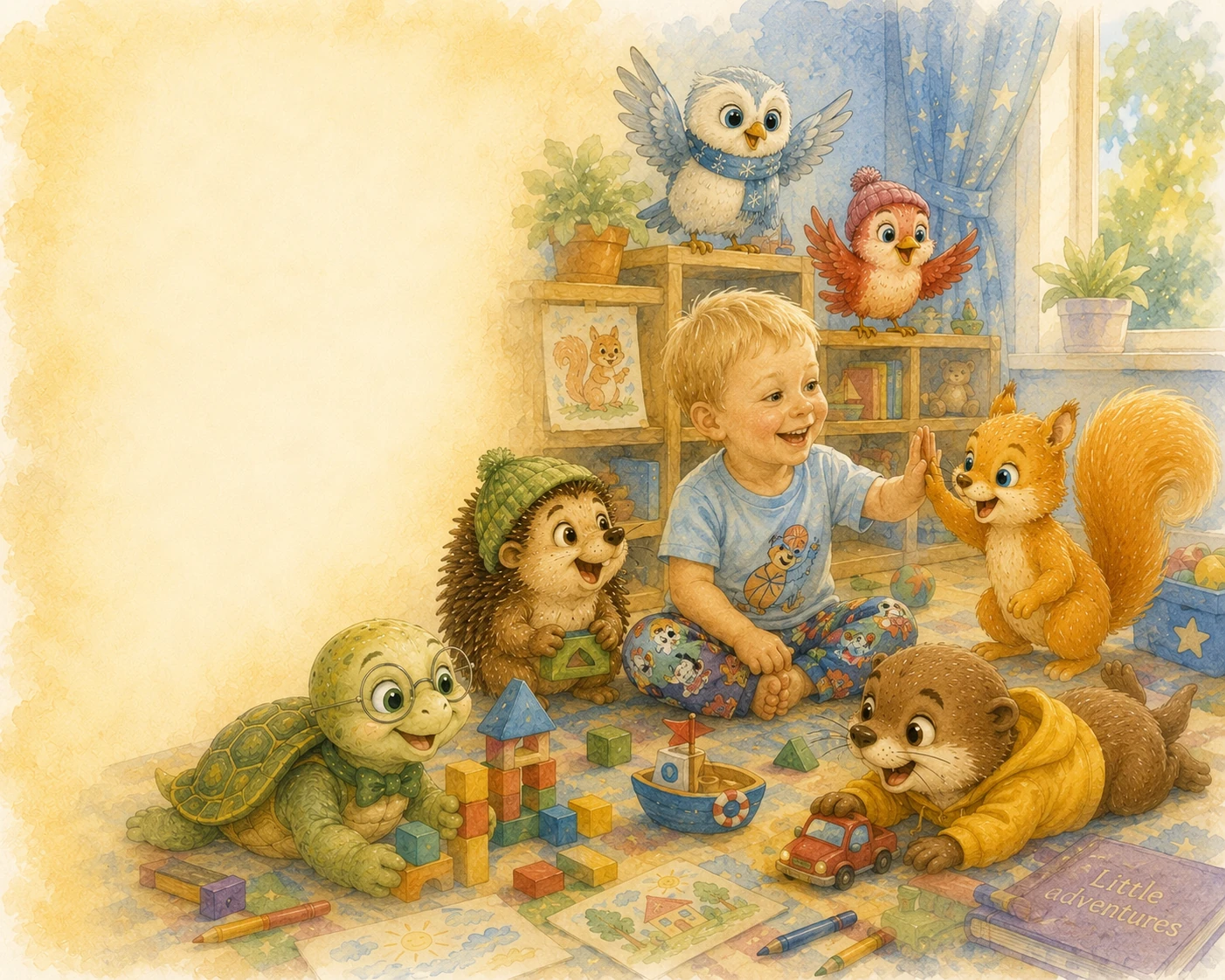 A child playing with the Wise Turtle characters