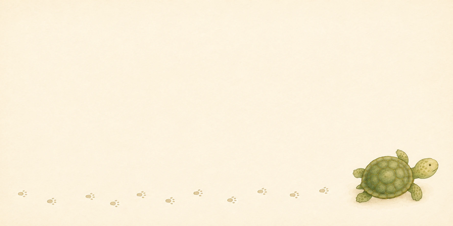A Wise Turtle following little footprints